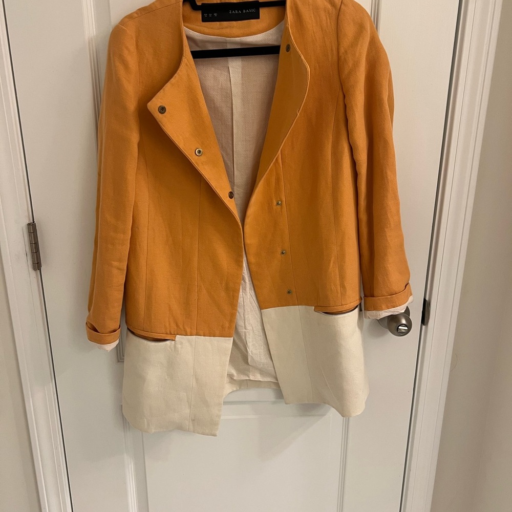Zara Two-Tone Orange and Cream Trench Coat